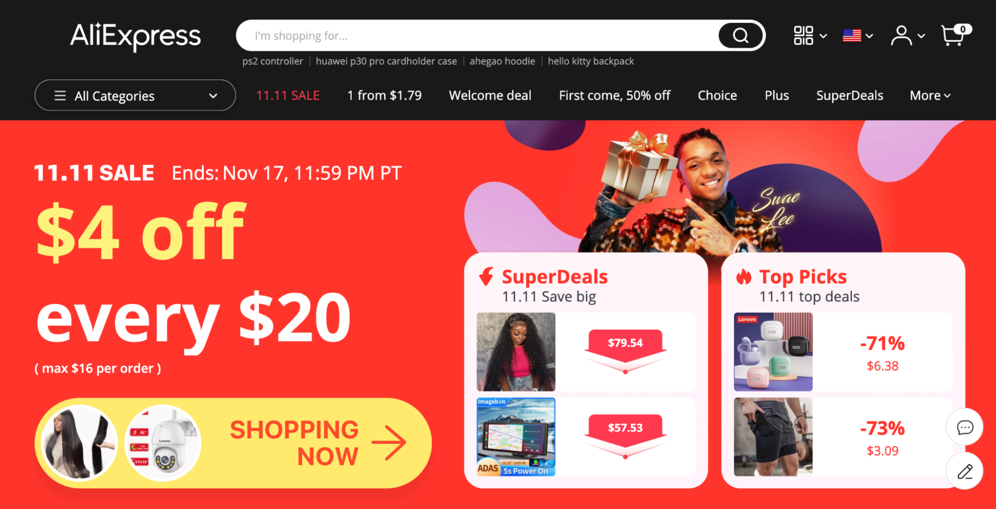 Image of AliExpress wholesale supplier homepage