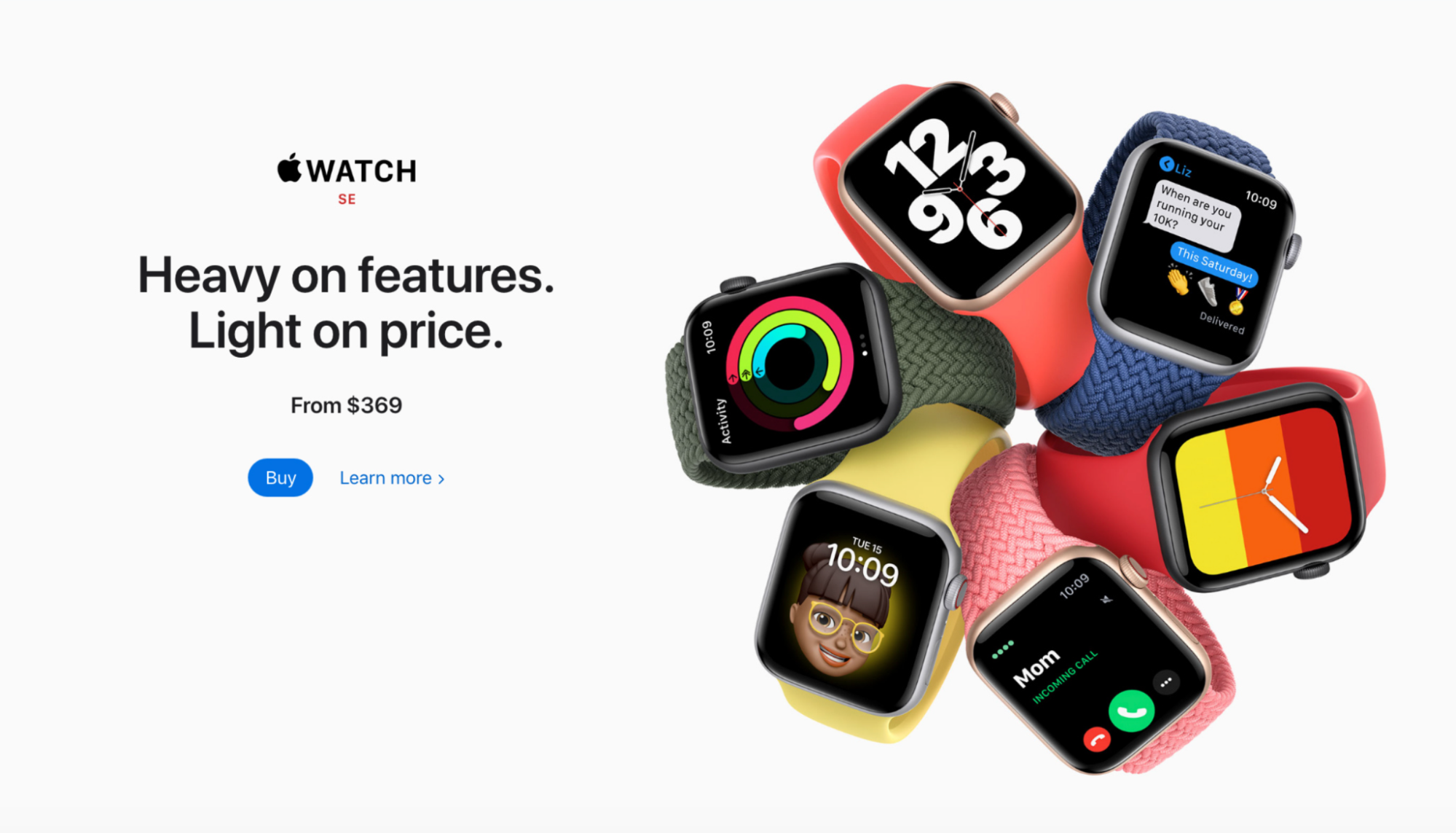 apple watch on website with many watches displayed in a circle