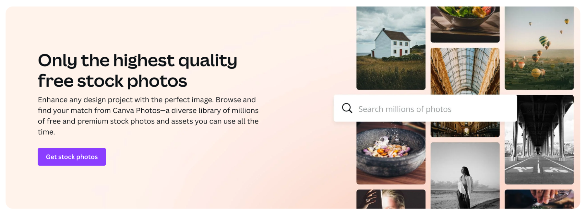 Image of Canva’s stock photo homepage