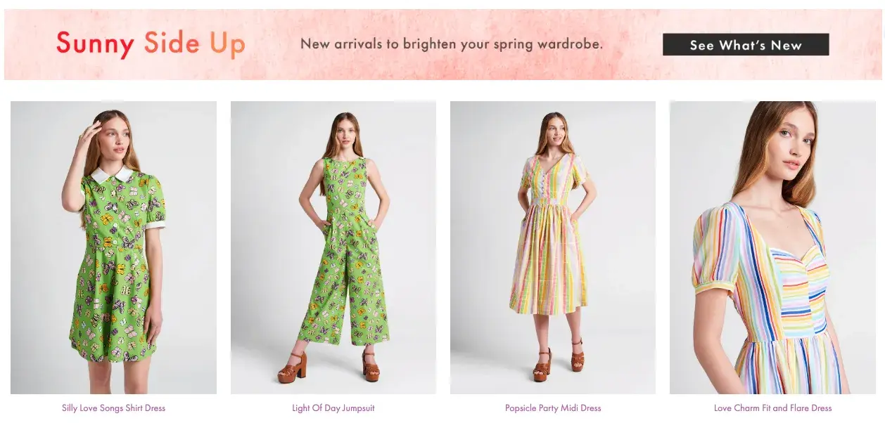 modcloth sales web copywriting homepage 