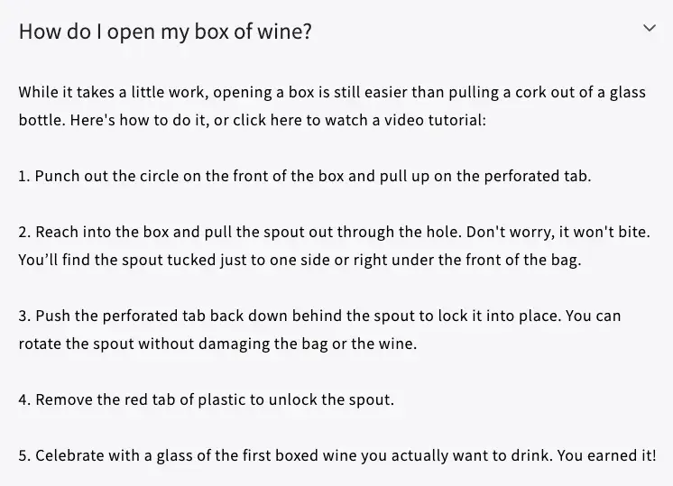 marketing copywriting, really good boxed wine