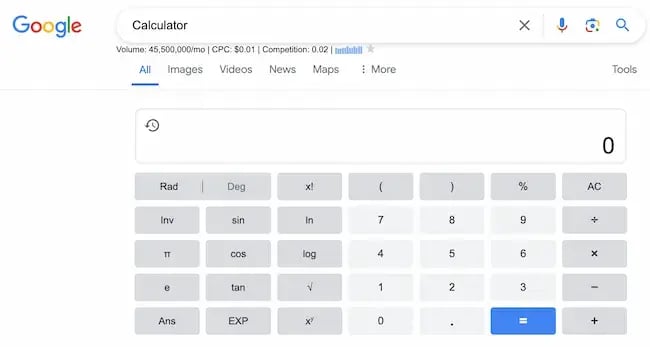 Google calculator