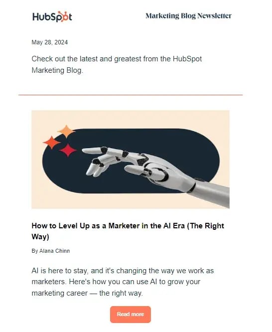 Simple curated email from HubSpot.