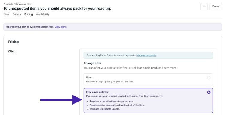 Lead magnet guide: How to add your lead magnet to Podia step 5