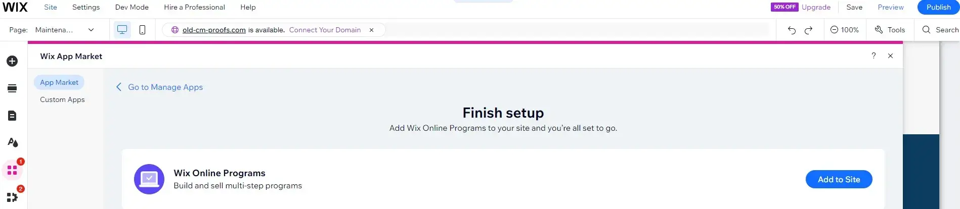 Setting up a wix website to accept online courses.