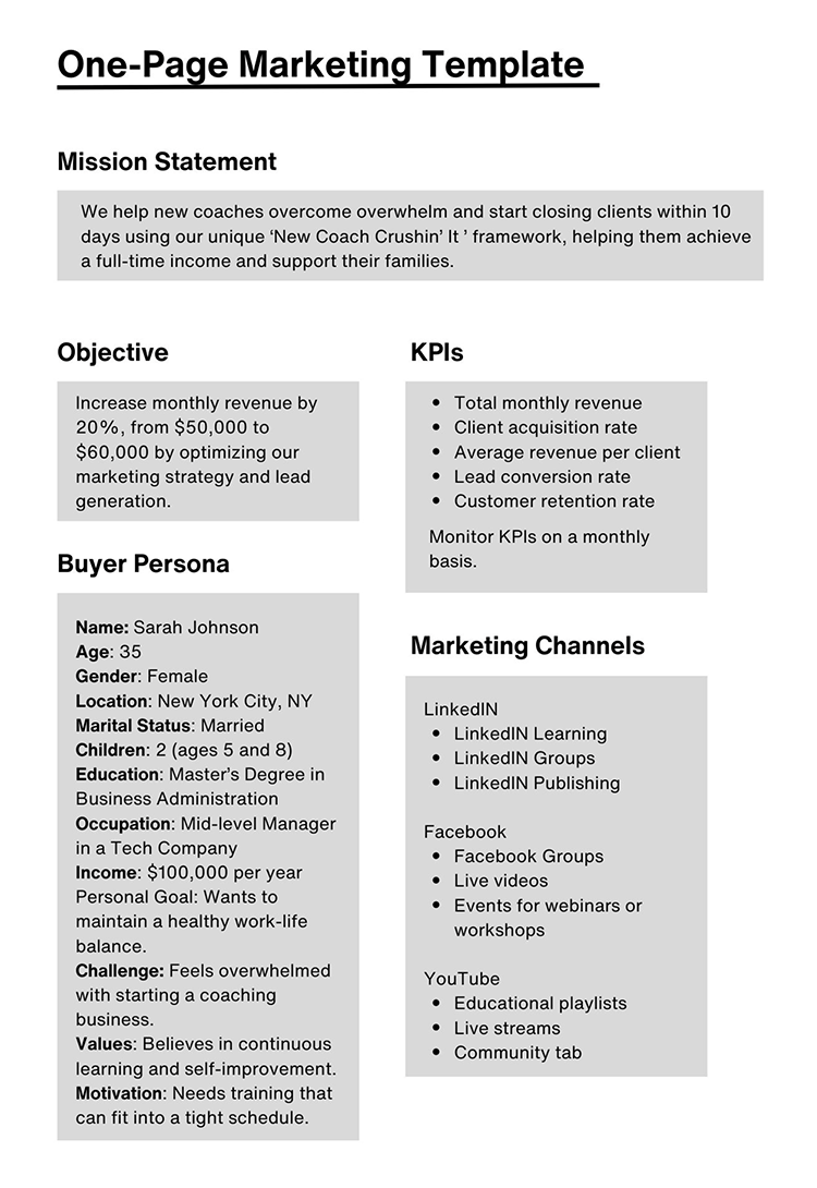 One-Page Marketing Template