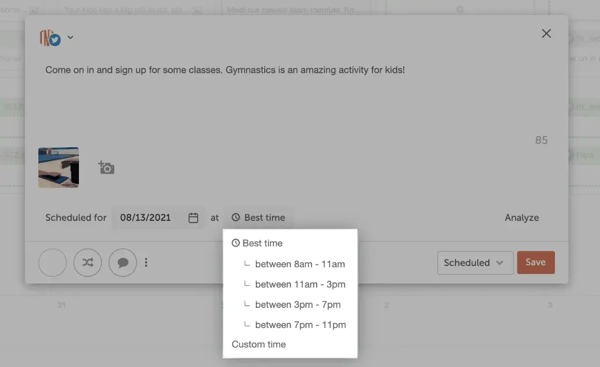 CoSchedule suggests users best times to post content