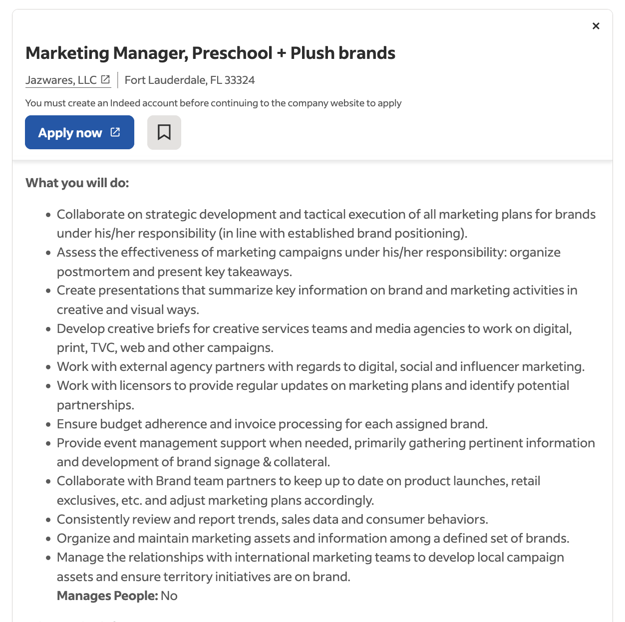 HR management: Example of a well-crafted job ad, listing specific duties