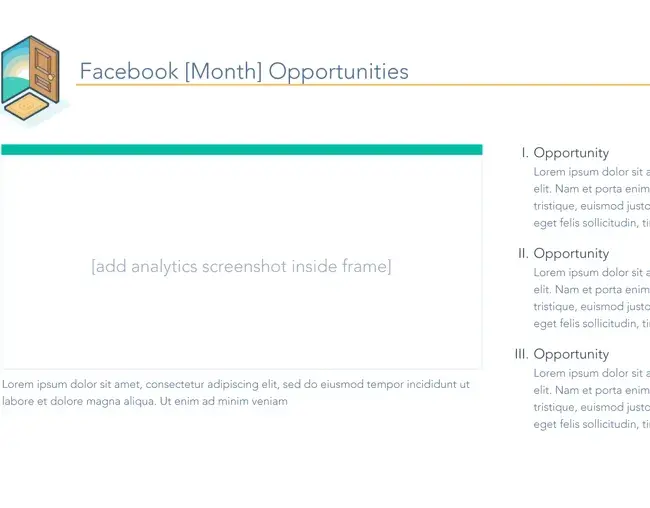 screenshot of hubspot's social media report template; shows facebook opportunities