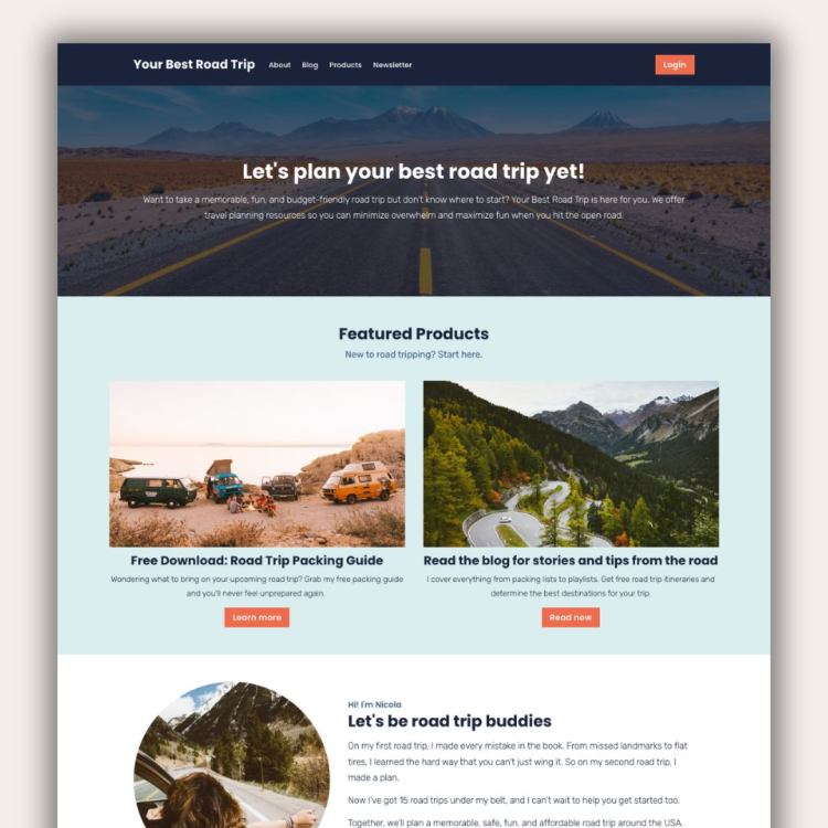 How to make a website Road Trip Example