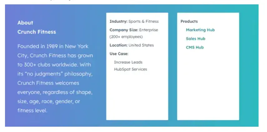 case study format, about the company for crunch fitness