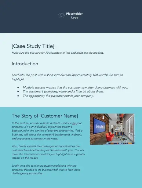 case study format, general example from hubspot