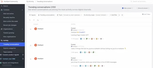 Dashboard from Common Room community management tool