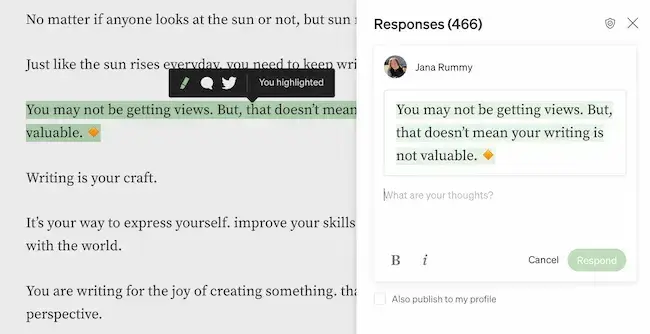 how to use medium, response