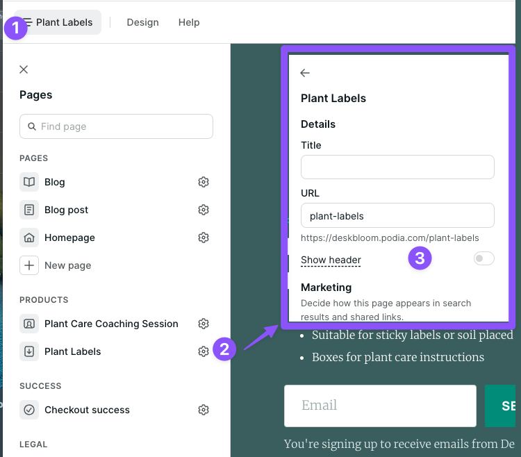 Membership sales page settings