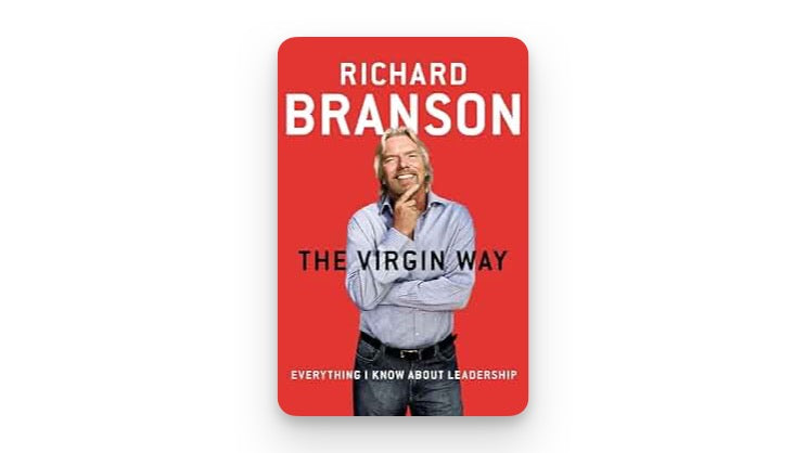 ALT TEXT: The cover of the book The Virgin Way, with Richard Branson smiling