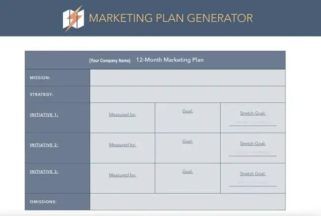 Screenshot of the type of marketing plan HubSpot’s AI marketing plan generator creates.