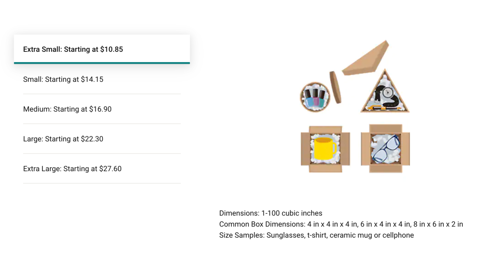 Flat box rates for UPS shipments.