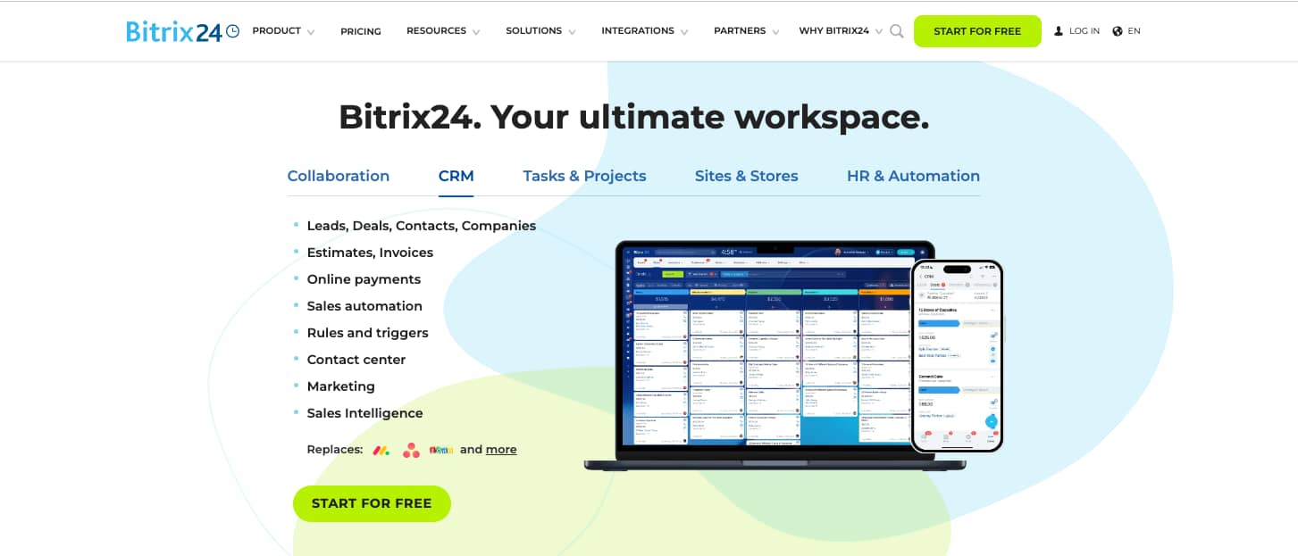 CRM Invoice Bitrix24 homepage