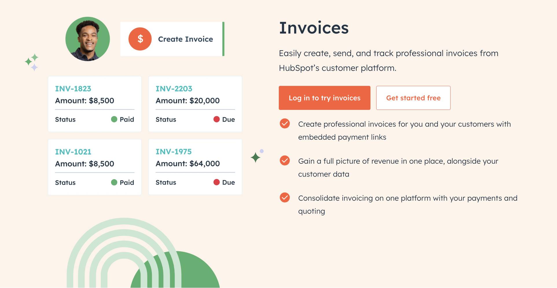 CRM Invoice Hubspot Commerce Dashboard