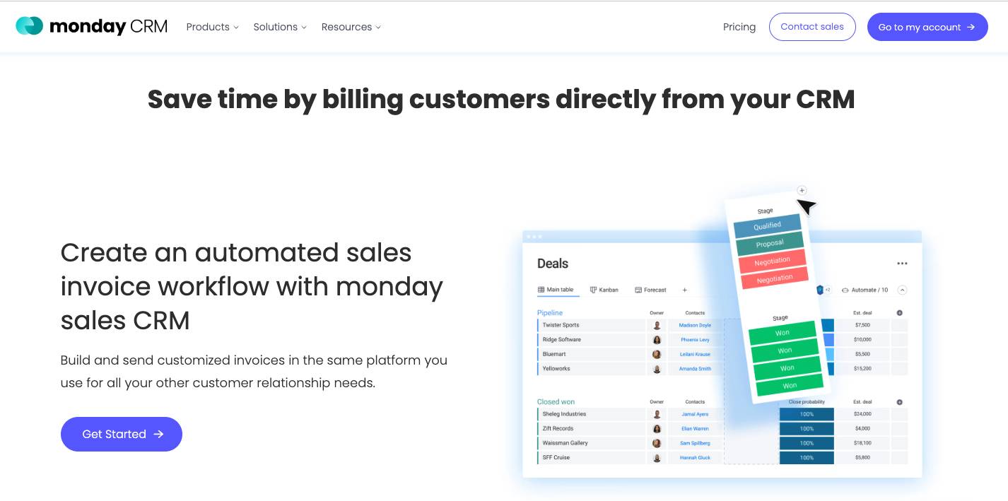 CRM Invoice Monday.com Sales CRM