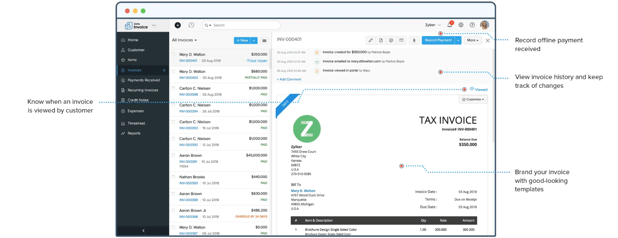 CRM Invoice Zoho CRM integration