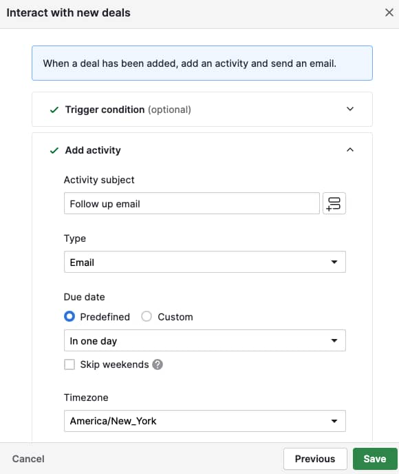 CRM and marketing automation Pipedrive automated campaigns