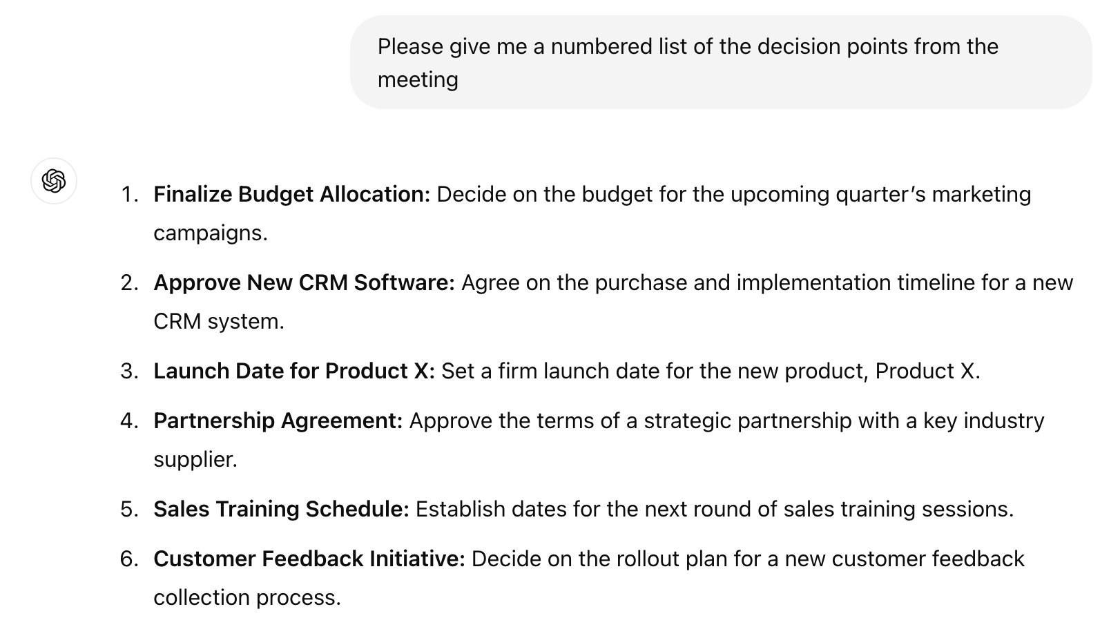 ChatGPT for Sales Decision Points