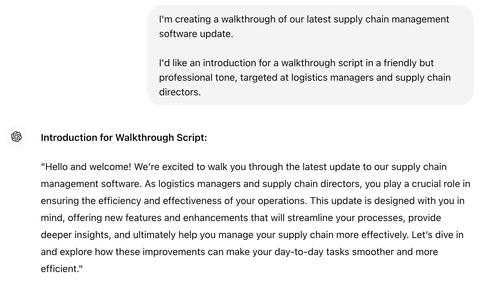 ChatGPT for Sales Walkthrough Script