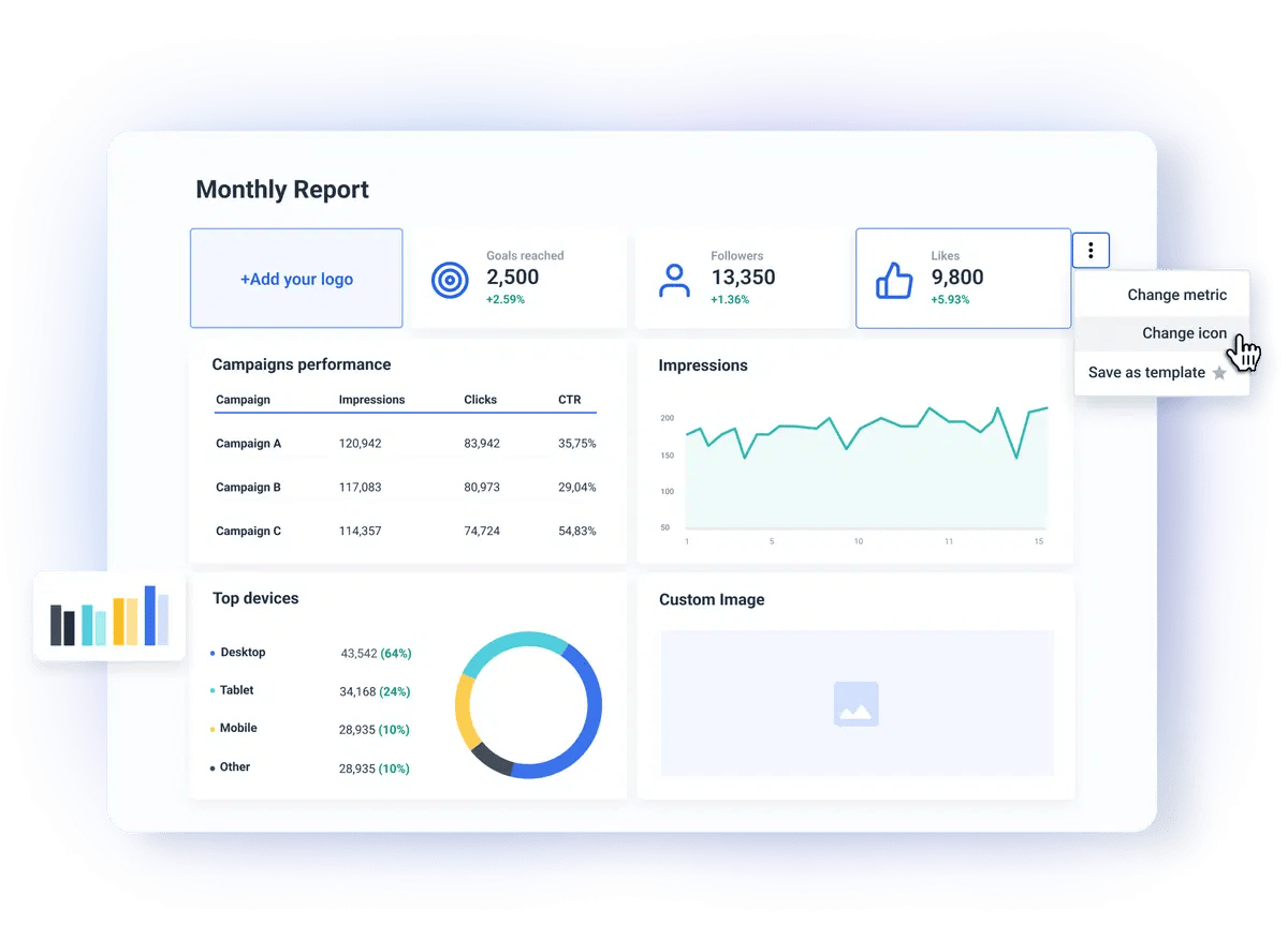 Client reporting Whatagraph monthly report