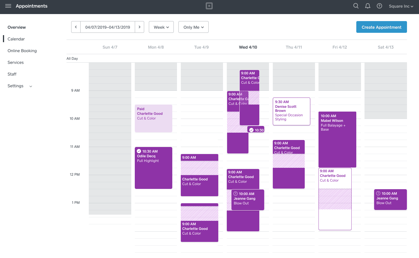 Customer database software Square Appointments