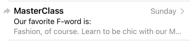 funny email newsletter example: Masterclass Our favorite F-word is