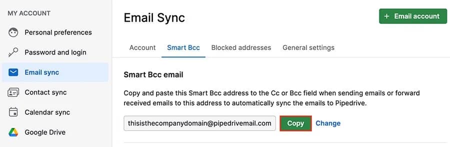 Outlook CRM Pipedrive Smart BCC