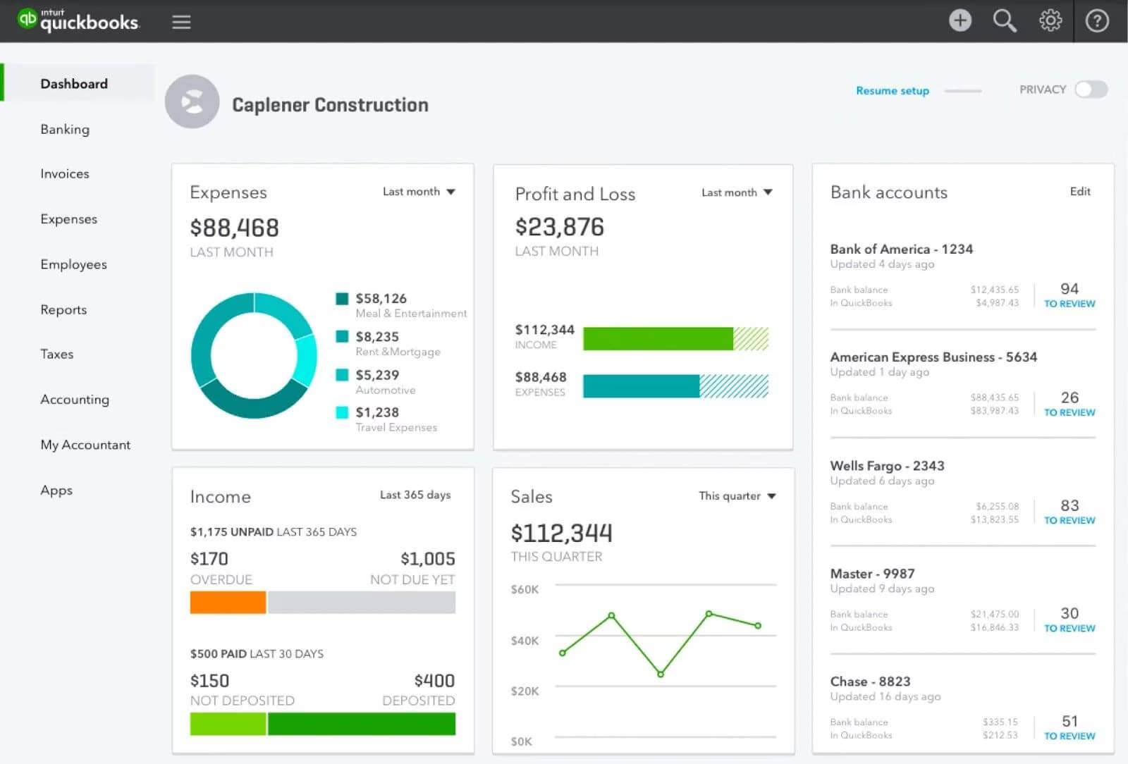 Reporting tools Pipedrive QuickBooks report