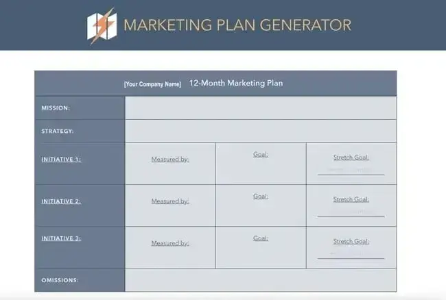 Screenshot of an example of the marketing plan that can be created with HubSpot’s AI marketing plan generator.