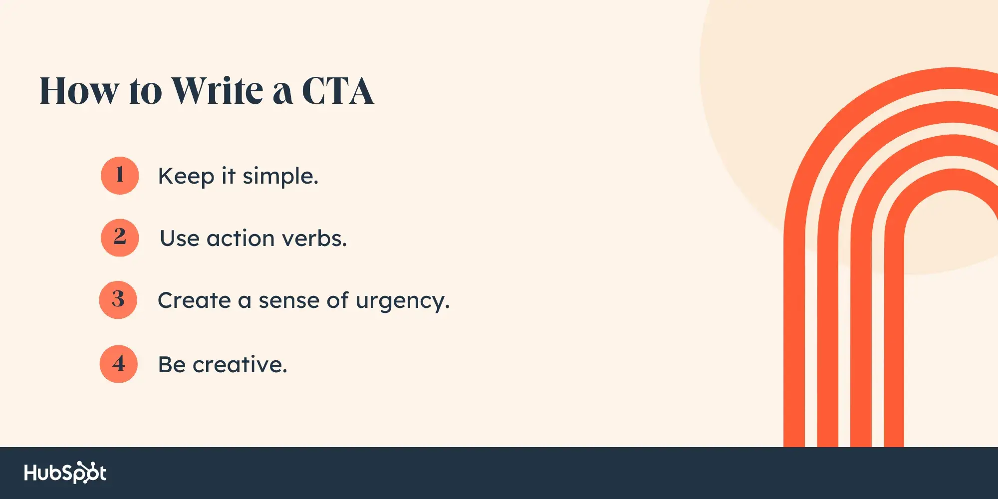 how to write a cta: 1) keep it simple, 2) use action verbs, 3) create a sense of urgency, 4) be creative