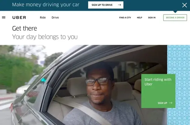 good call to action phrases, sign up to drive, start riding with uber