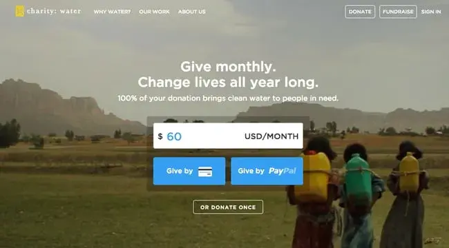 good call to action examples, give by credit card/paypal