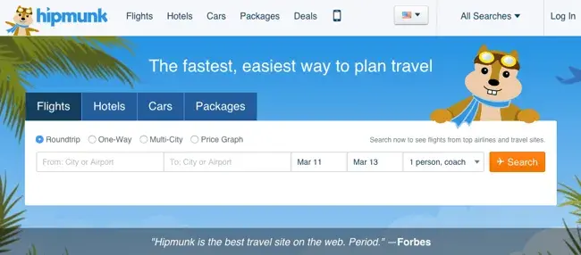 good call to action phrases, hipmunk example