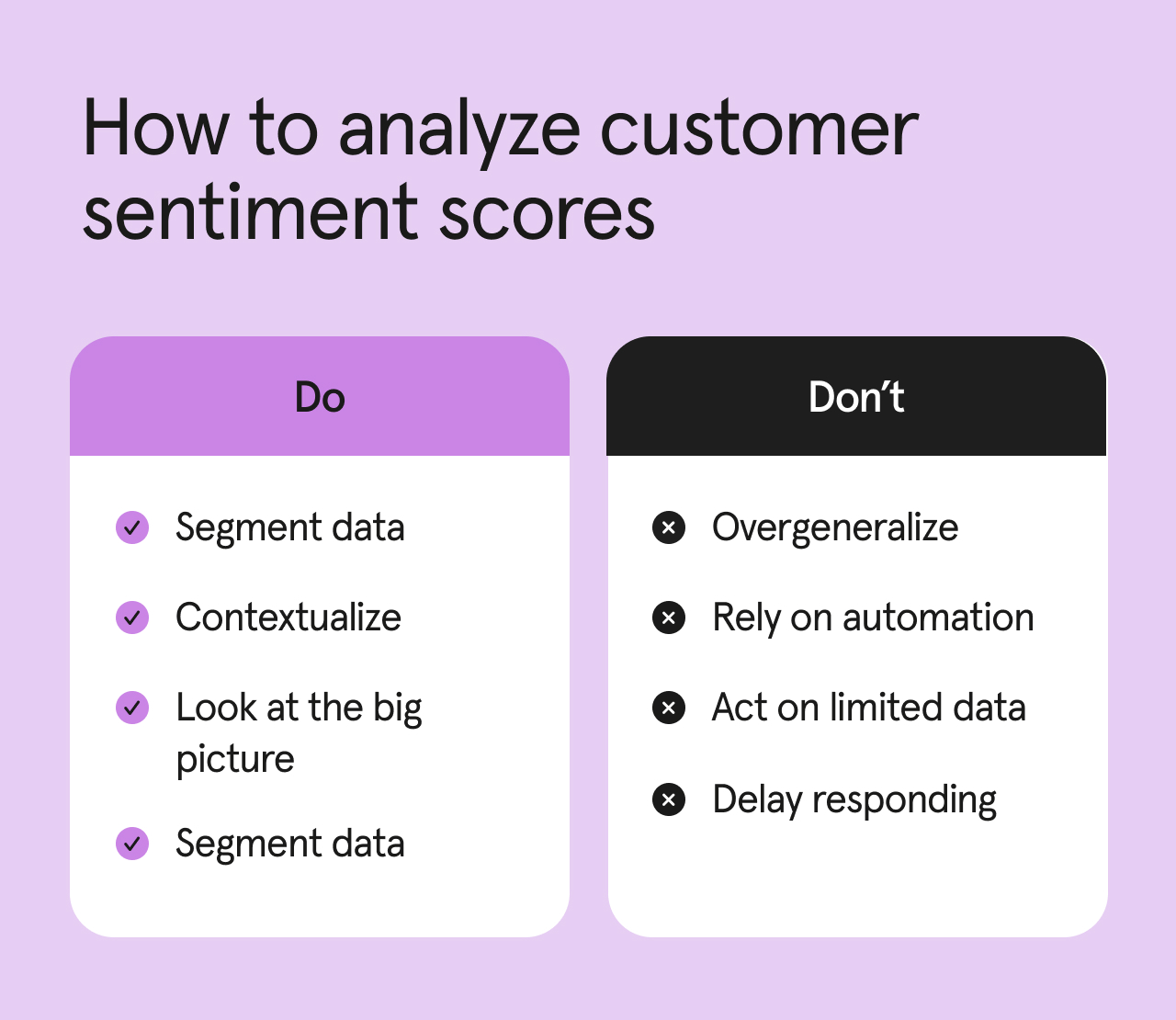 Dos and don’ts for analyzing customer sentiment scores.