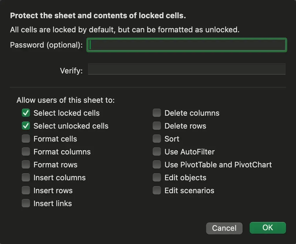 image of protecting worksheet by locking cells and using password feature