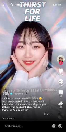 : A user who participated in the #ThirstForLife Laneige challenge on TikTok.