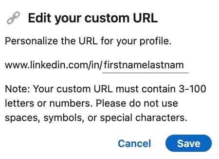 Editing your URL in your LinkedIn profile