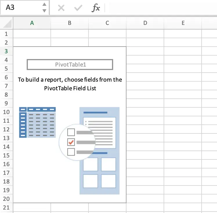 pivot table, choose pivot table field