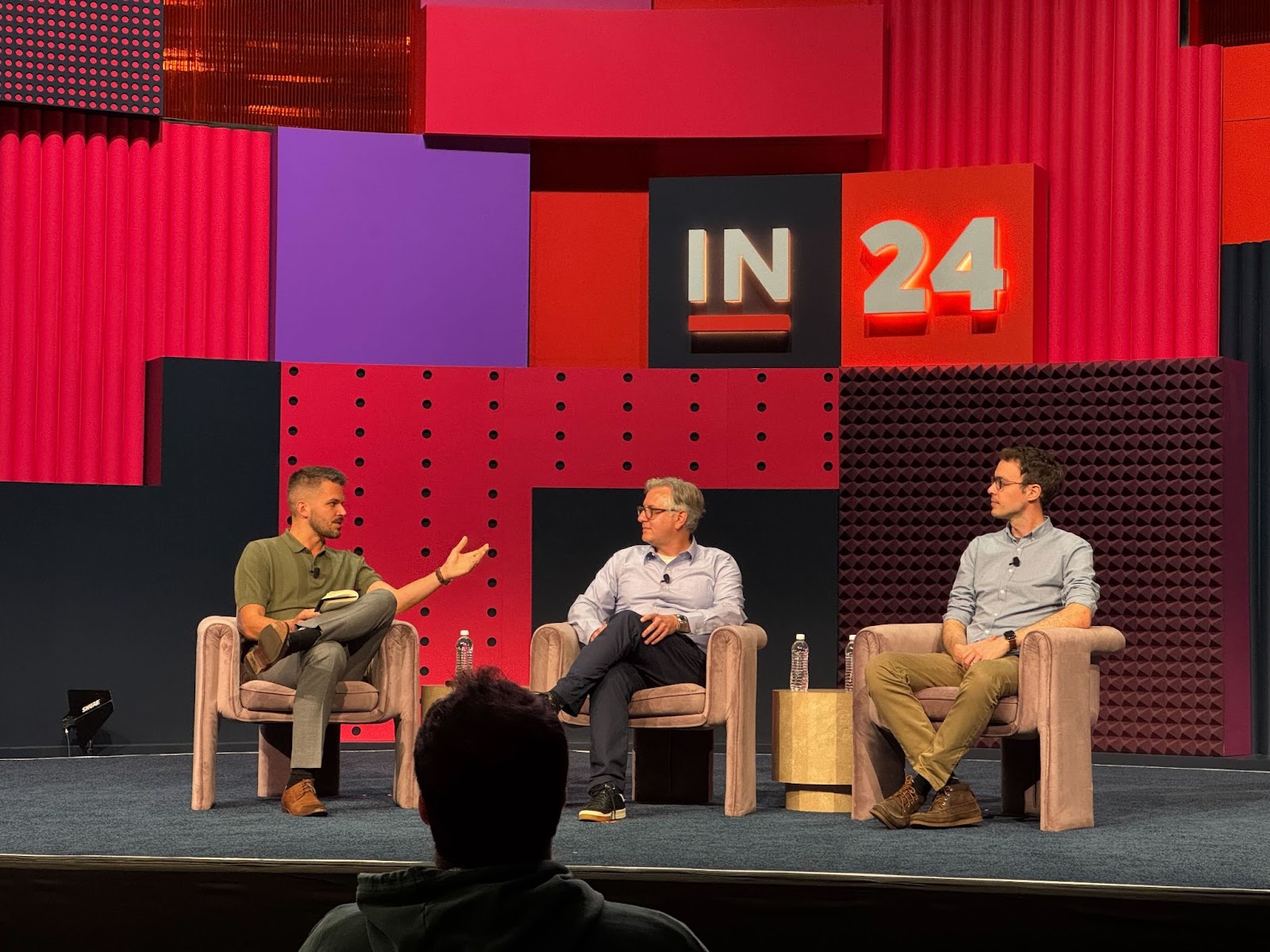 Greg Kelly, sitting down with Tom Newton, VP Marketing at Jasper, and Brendan Gualdoni, Head of Digital Commerce Platforms at Wiley on the HubSpot INBOUND stage in Boston.