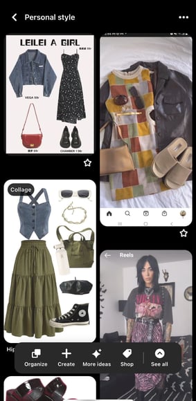 Pinterest board showing different ways to style a maxi skirt or dress