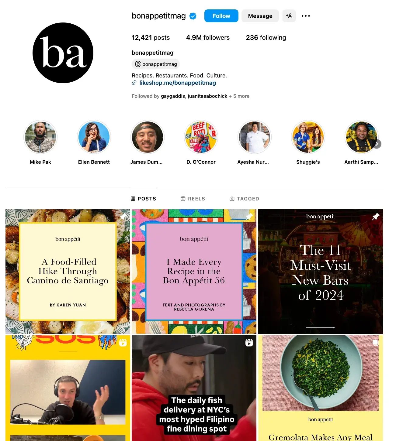 Instagram hacks; Bon Appetit Mag