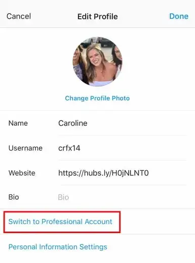 Instagram hacks; how to switch to a professional account