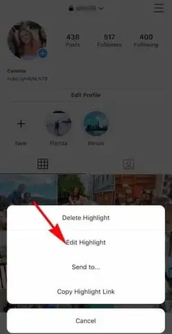 Instagram hacks; how to edit Highlight