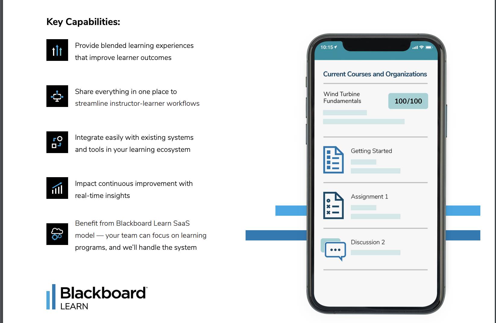 Learning management system Anthology mobile interface